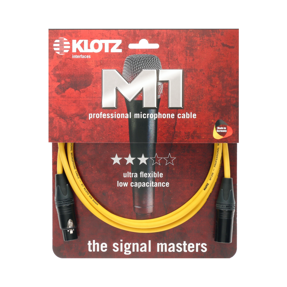 KLOTZ M1 PRIME 클로츠 마이크 케이블 (XLR:XLR, Neutrik 커넥터) 옐로우 3m