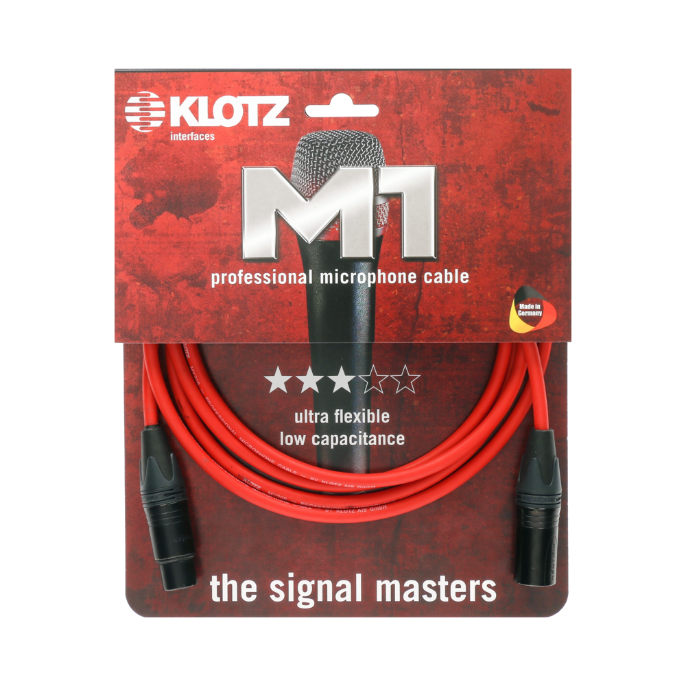 KLOTZ M1 PRIME 클로츠 마이크 케이블 (XLR:XLR, Neutrik 커넥터) 레드 5m