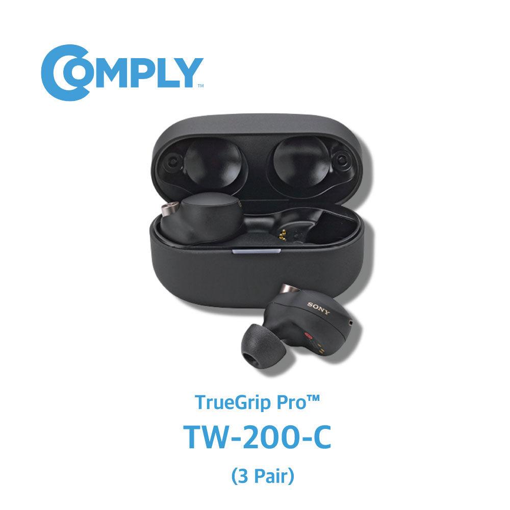 COMPLY 컴플라이 폼팁 TrueGrip Pro 트루그립 프로 이어팁 TW-200-C 소니 WF-1000XM4, 젠하이저 호환 중 3쌍